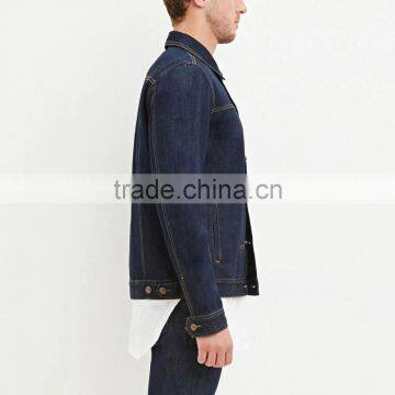 Dark Blue Casual Denim Custom Shirt Style Jacket Coat for Men photo-3