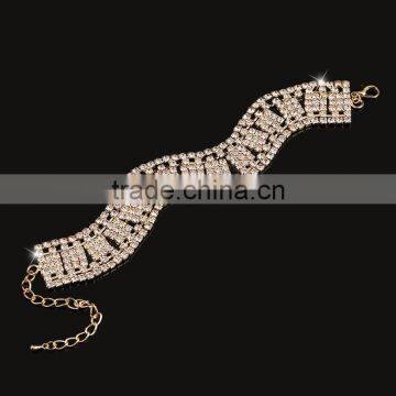 Luxury Zircon WeddingJewelry for Bride Full Cupchain Crystals Cuff Bracelet Hign End Bride Bracelet Jewelry photo-3