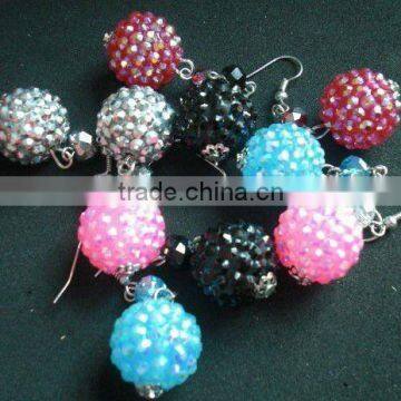 fashion resin rinestone ball earrings, color rinestone ball jewelry, economic promotion jewelry