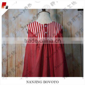 Red Stripe Chiffon Fabric Fully Lined Little Girl Dress photo-2