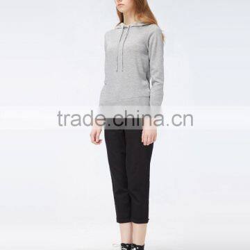 Classic Style Plain Gray Womens Hoodies photo-2