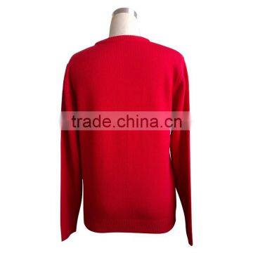 Red Jacquard Pattern Acrylic Women Knitted Christmas Sweater photo-3