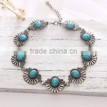 Zm34113a Vintage Women Jewelry Accessories Sliver Plated Turquoise Choker Necklace photo-5