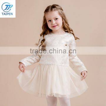 2017 Kids Wear Girls Party Frock Jacquard Fashion Onepiece Dress Long Sleeve Girls Clothes