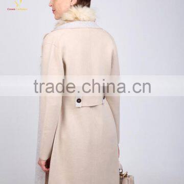 Women European Cashmere Wool Long Winter White Coats photo-4