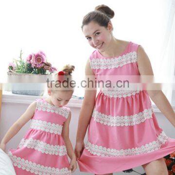 Elegant Lace Embroidered Dresses Mother Daughter Clothes New Summer Dress photo-2