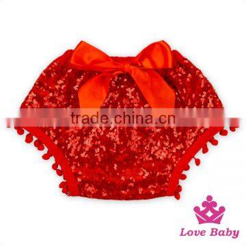 Charming Champine Sequins Baby Bloomers With Bows 0-2 Years Old Girls Cotton Bloomers Soft Touch Diaper Cover photo-2