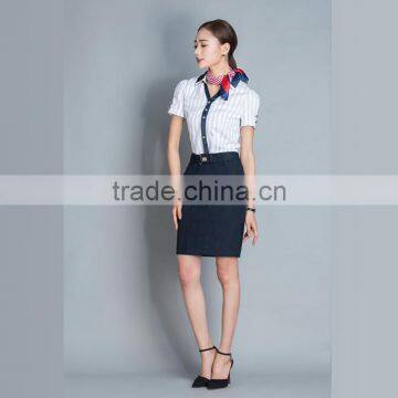 China Fatory Designs V Neck Dress Fashion Airline Stewardess Uniform photo-4