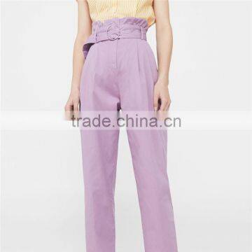 Hot Design Lavender Empire Waist Summer Trousers With Belt Loop photo-3