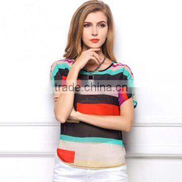 2017 Ladies Shirts Blouses Chiffon Women Short Sleeve Blouses