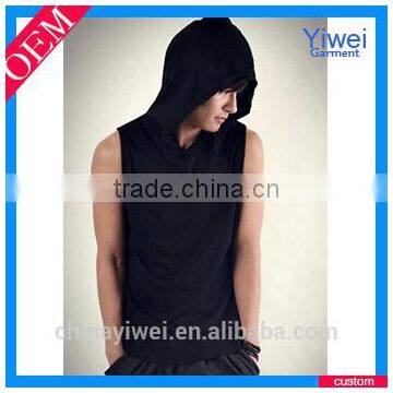 Mens fitness fashion plain sleeveless hoodie blank