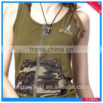 attractive design zippered hooded tank top vest for women