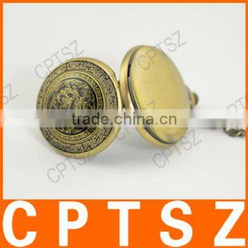 Classical Bronze Polish Men Quartz Pocket Watch With Pendant Chain photo-5