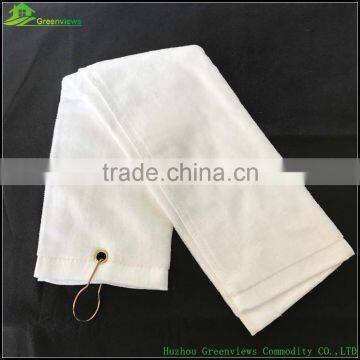 China thickness golf towels cotton golf towel with metal clip golf towel with eyelet and clip