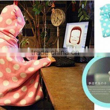 OEM embroidery Fleece adult hooded Blanket