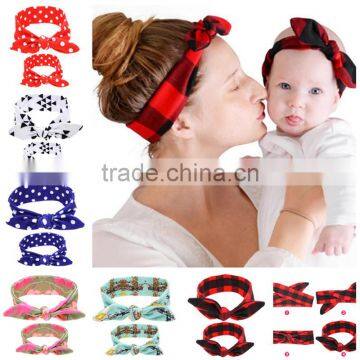 Mom and Me Headband Fabric Baby Girl Headband Rabbit Ears Elastic Headwrap Kids Hair accessories