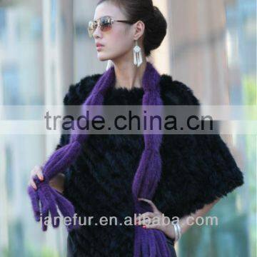 Thin and new design of knitted mink fur scarf with flower printing