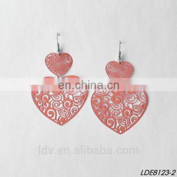 Wholesale Delicate Colorful Hollow Heart Jewelry Filigree Two Heart Women Drop Earrings Fashion Forever Love Valentines Gift photo-4