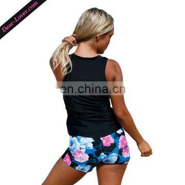 New Design 2 Pcs Floral Print Lady Mature Swimsuit photo-3