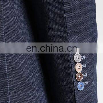 Cotton Simple Style Dark Blue Casual Suit Men Blazer photo-5