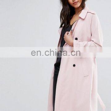 Womenv Pink Single Button ladies long Dust Coat