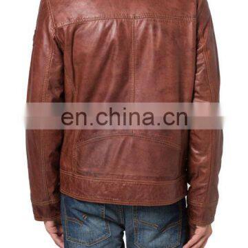 Stand-up Collar With Decorative Loops Leather Jackets photo-2