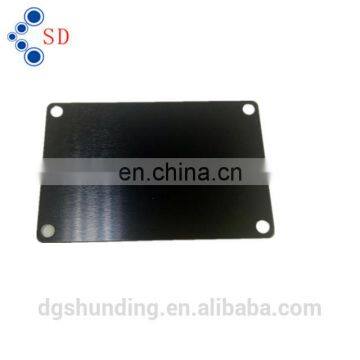 Aluminum black color blank label with four holes