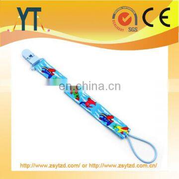 YT Manufacture Glow Skulls Pacifier Clip,100% Cotton Print Ribbon Stainless Steel Metal Baby Pacifier Clip photo-4