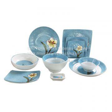 Japanese Style Bowl Plate Dish 9 Pcs High Quality Matt Melamine Dinner Set Wholesale photo-2