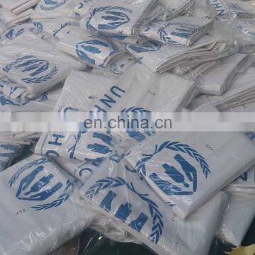 190gsm Relief PE tarpaulin with reinforced borde for the disaster relief market