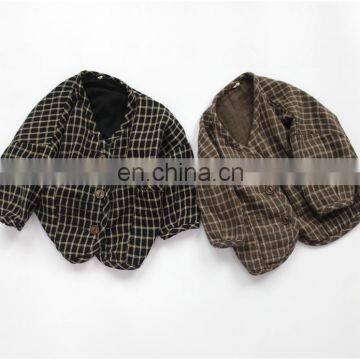Kids Childrens Black Brown Plaid Jacket photo-3