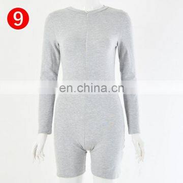 Cotton Black Gray Bodycon Playsuit Women Wear On Both Sides Sexy Jumpsuit Autumn 2021 Zip Up Party Club Romper Jumpsuits Shorts photo-7