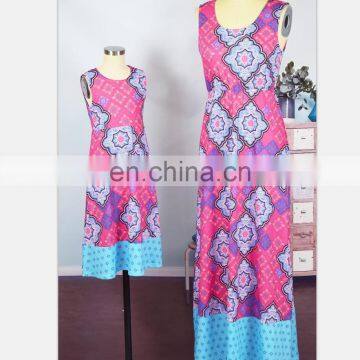 2019 Summer The Parent-child Attire Floral Print Sleeveless Long Dress With Splicing Bottom (this Link for Girls,1-12years) photo-6