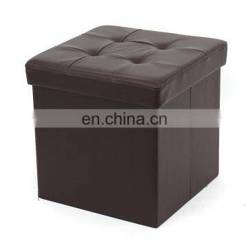 RTS Modern Home Furniture PVC Leather Waterproof Foldable Storage Ottoman With Four Air Holes