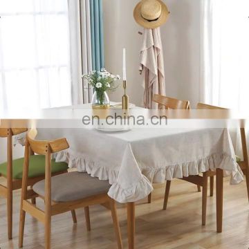 European-style tablecloth cotton linen lotus edge table cloth cover rectangle table cloth