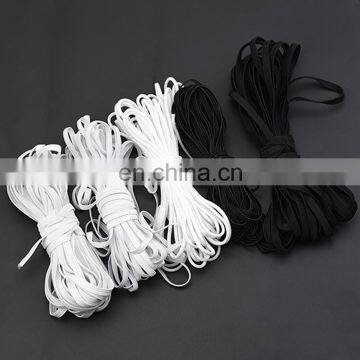 Custom Nylon High Stretch Webbing Adjustable White Black Braided Band Bungee Elastic Earloop 3MM 4MM 5MM Flat Elastic Cord