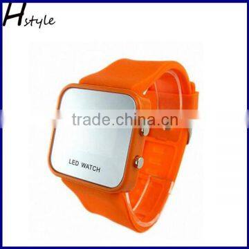 2016 Popular Unisex Mirror Dial LED Digital Sport Watch Orange WP022