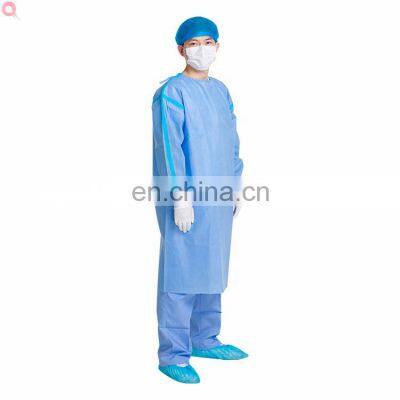 Wholesale Disposable Reinforced Level 3 SMS PP PE Knit Cuff Medical Waterproof Apron Gowns Lab Coat Isolation Gowns