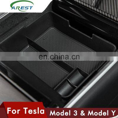 Carest Model3 Car Central Armrest Storage Box For Tesla Model 3 Y Accessories Console Holder Auto Container Glove Organizer Case