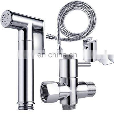 Brass toilet bidet sprayer with faucet diverter hot cold water Shattaf bidet set