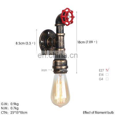 Wholesale Vintage Water Pipe Wall Lamp E27 Indoor Loft Wall Light