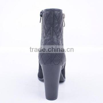 Pu and Suede Upper Sexy Lady Superfly no Lace Work Zipper up High Heel Ankle Boots photo-5