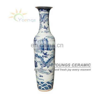 2.2 Meter And 6 Feet Tall Hand Painted Large Chinese Ceramic Floor Vases As Home Decorations, Ceramic vases