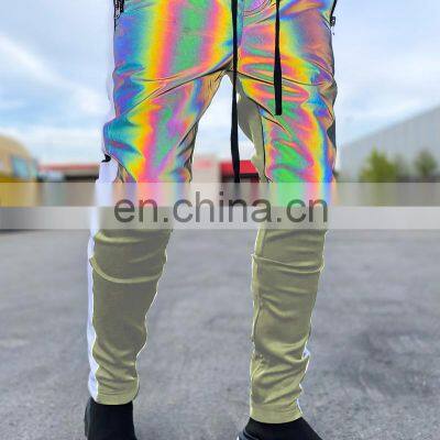 New Colorful Reflective Trousers Europe and the United States Casual Plus Size Hip-hop Trousers Colorful Reflective Pants