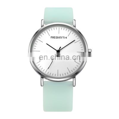 REBIRTH RE071C Lady's Fashion&Casual Watch Quartz Movement Fresh Colour Simple Style Silicone Band Watch