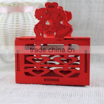 New 2016 Romantic Wedding China Red Laser Wooden Decorative Candy Boxes