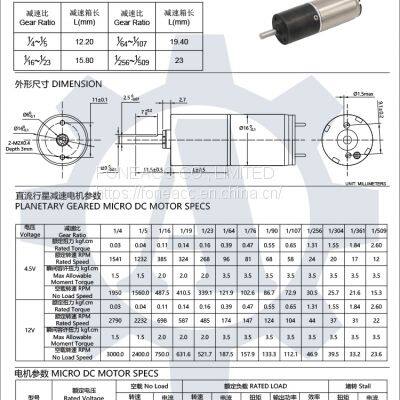 PG16-1625R 16 mm Small Metal Planetary Gearhead dc Electric Motor photo-2