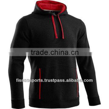 Black Red Hoodie / Double pocket pullover Hoodie