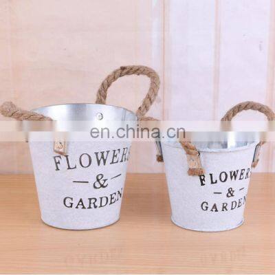 New Design Wholesale Home Decorative Garden Plants Antique Round White Color Hemp Rope Hanging S Painting Flower Pots With Spout Flower Vase photo-4