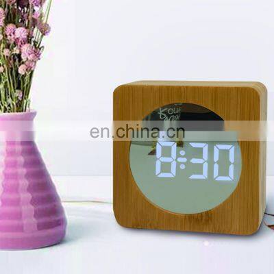 Акционный современный настольный электронный цифровой светодиодный деревянный будильник с тканевой поверхностью для гостиной современного дома photo-5